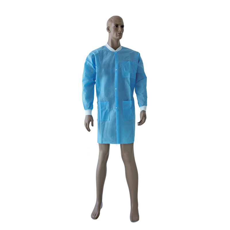 Knitted Collar and Cuff Non-woven Lab Coat